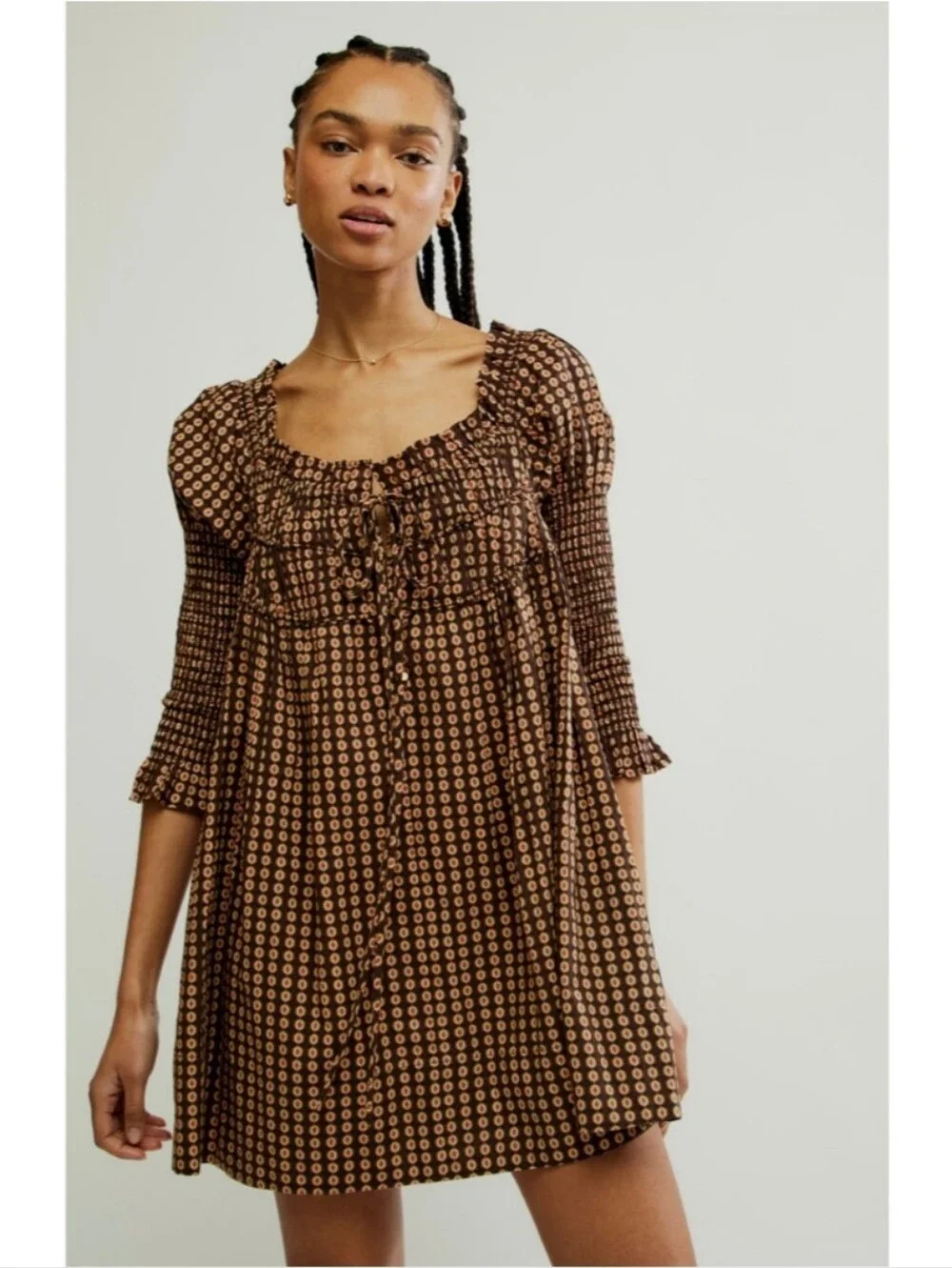 Free People Star Dip Printed Mini Dress Nwt